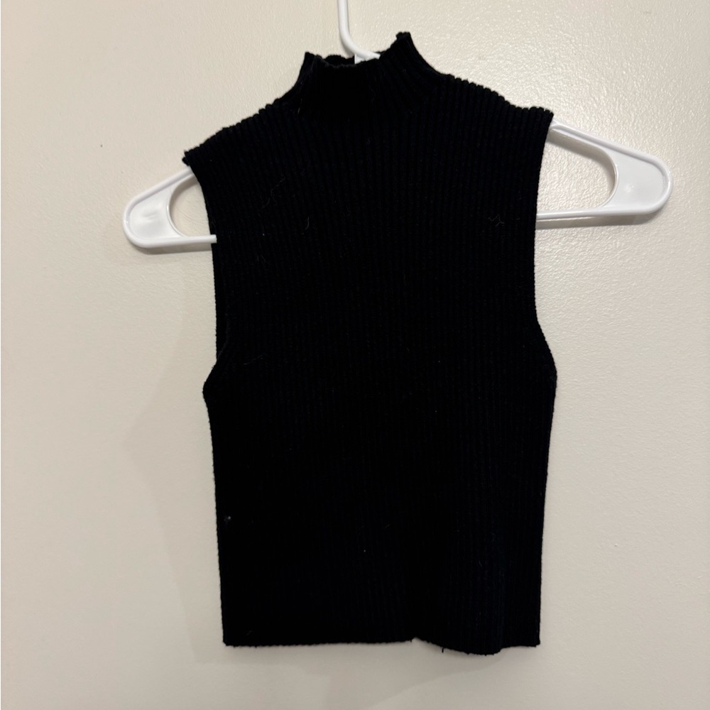 Zara size medium black knit turtleneck tank top